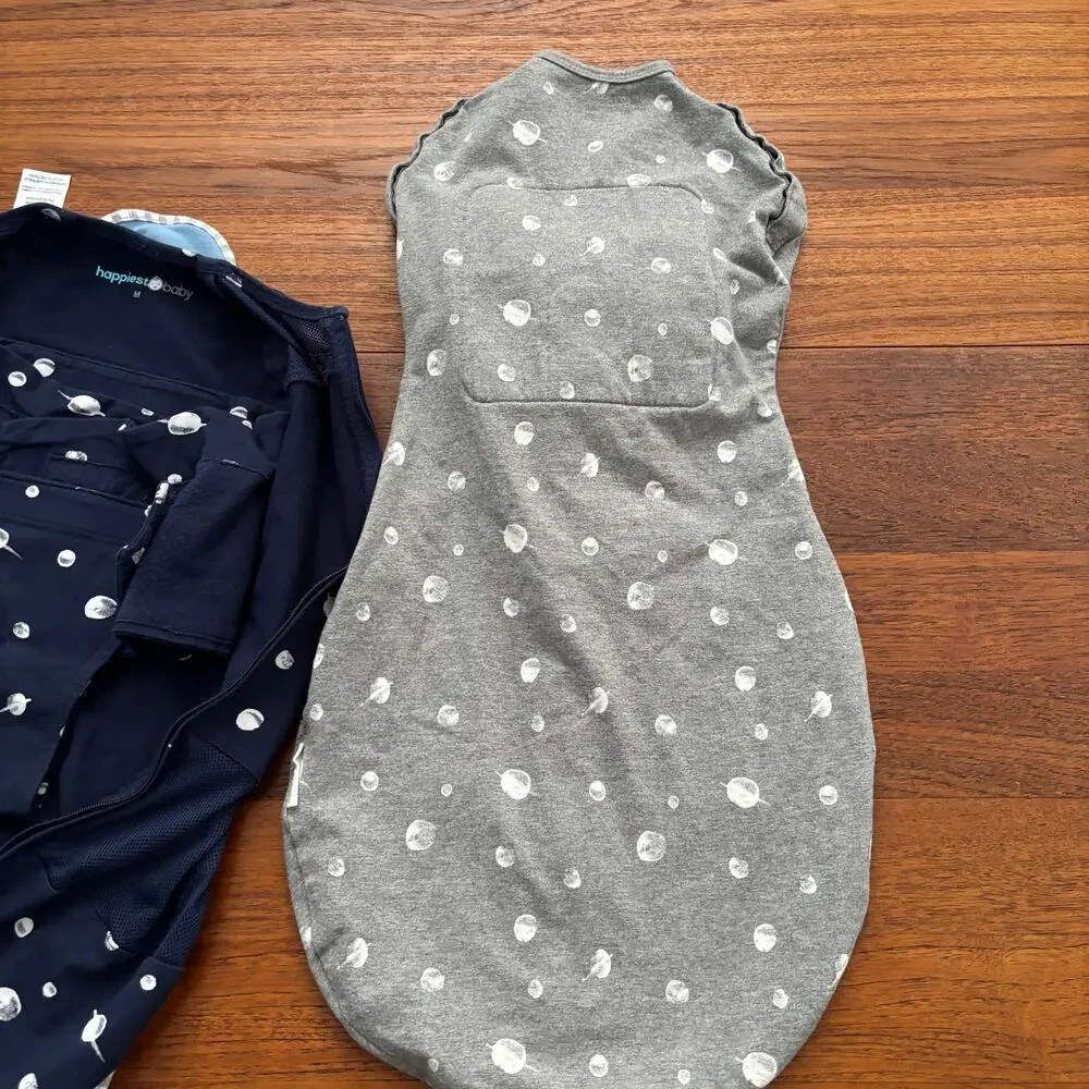 Bundle of three Happiest Baby Sleep sacks and Love to Dream baby swaddle